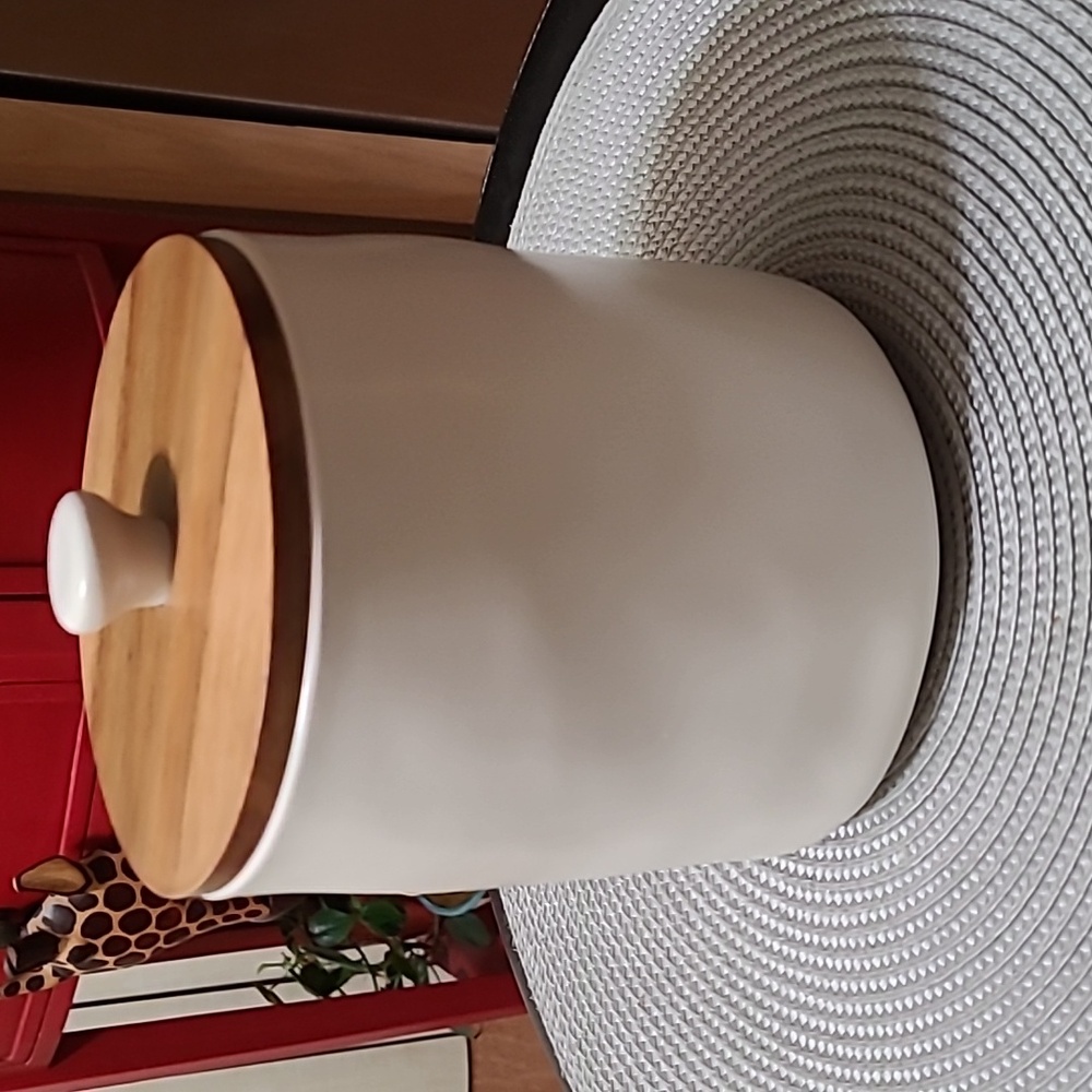 NEW Rae Dunn Cream Coffee Canister with Wooden Lid - Picture 2 of 11